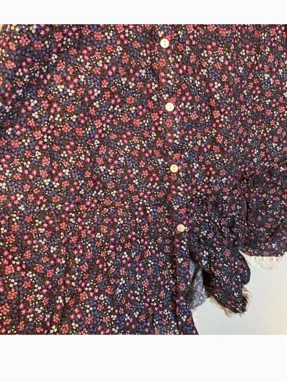 Gunne Sax Purple Pink Red Floral Print Calico Lace Button Velvet Midi Maxi Dress - Picture 4 of 4
